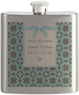 Brown And Blue Ribbon Personalized Flask (350x350), Png Download