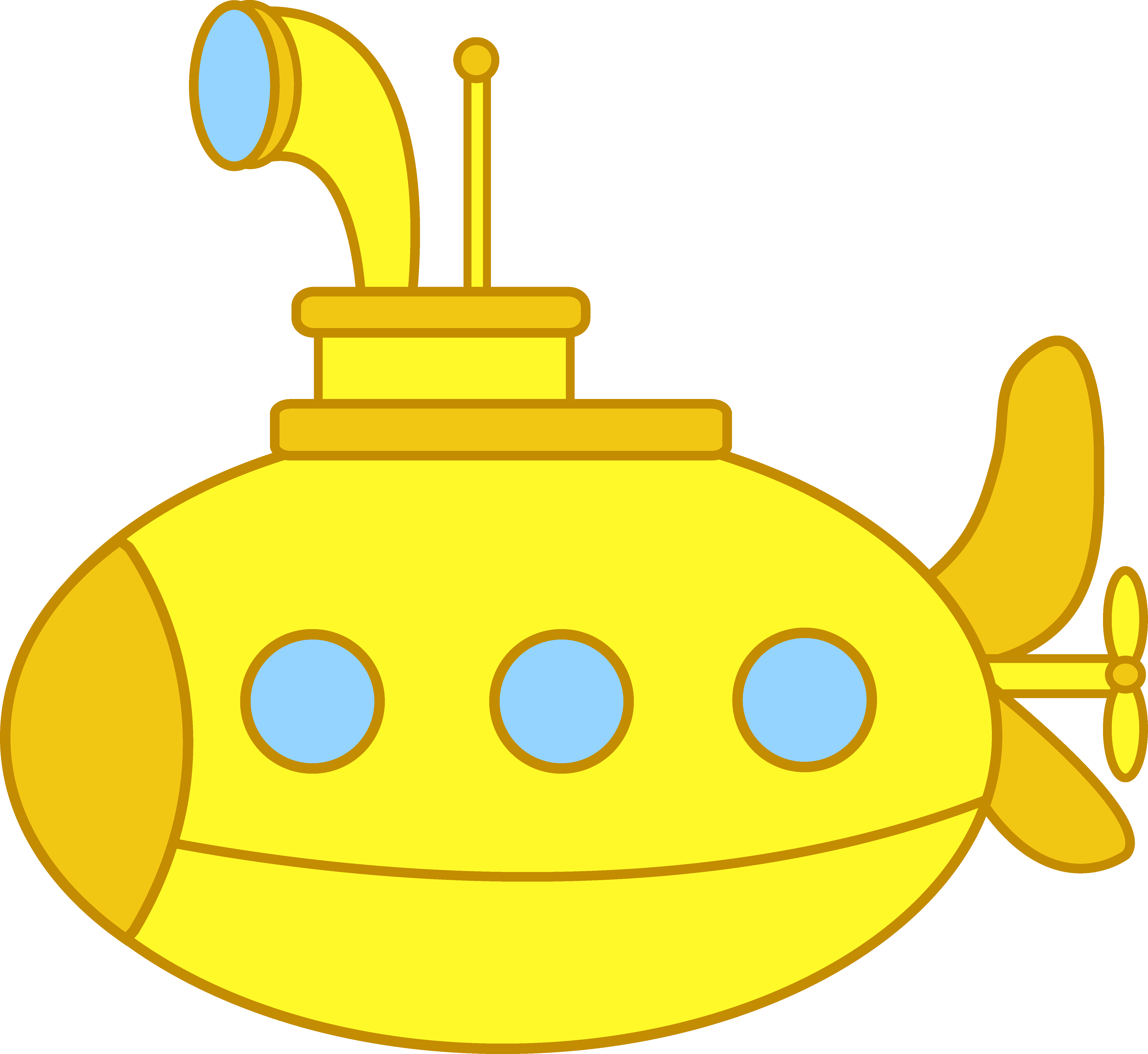 Download HD Cute Yellow Submarine - Yellow Submarine Clip Art Transparent  PNG Image - NicePNG.com, image size:5486x5038