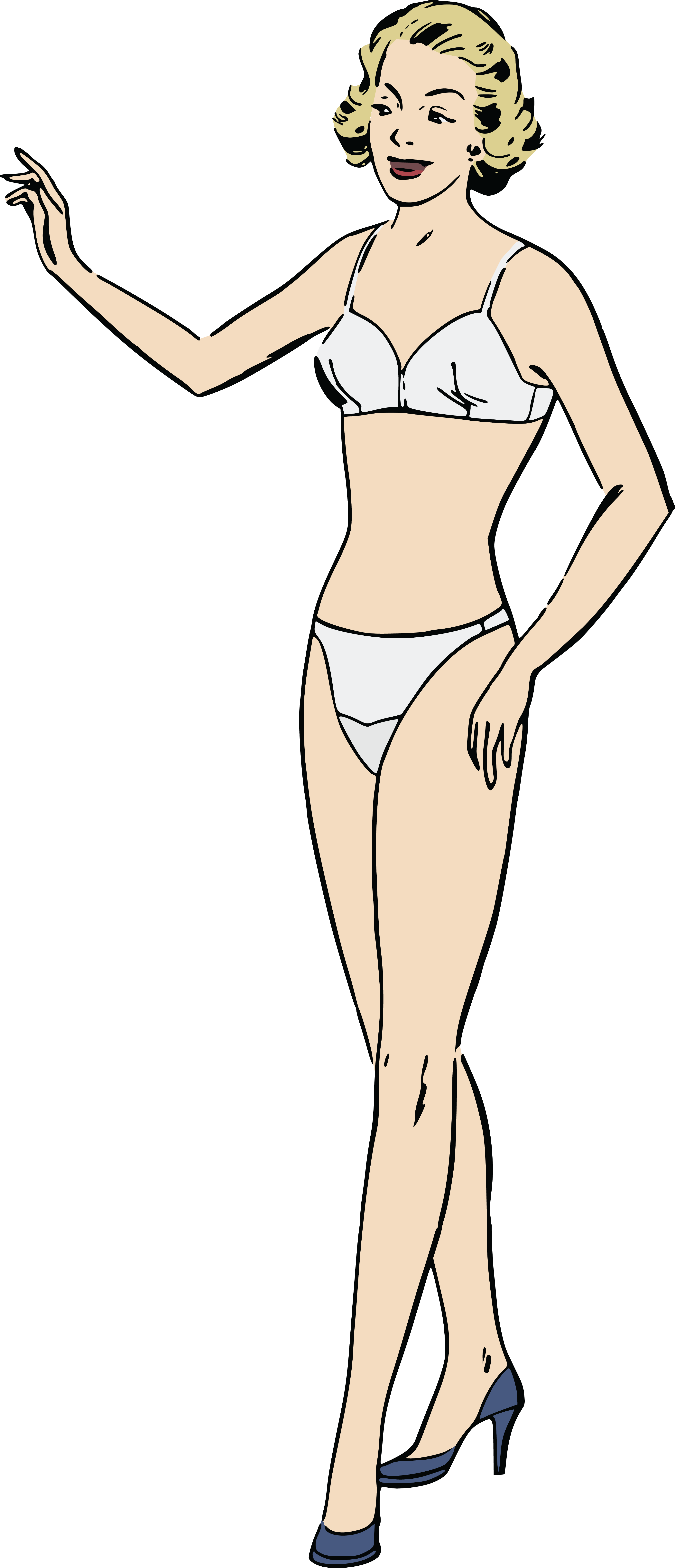 Free Clipart Of A Retro Blond Female Model In Undergarments - Woman In Underwear Clipart (3448x8000), Png Download