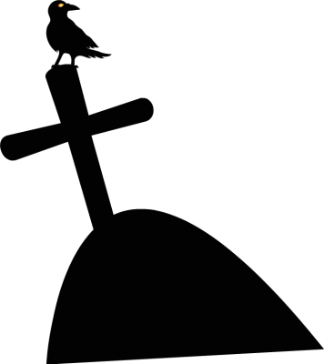 Grave Clipart - Cross Grave Silhouette Png (356x400), Png Download