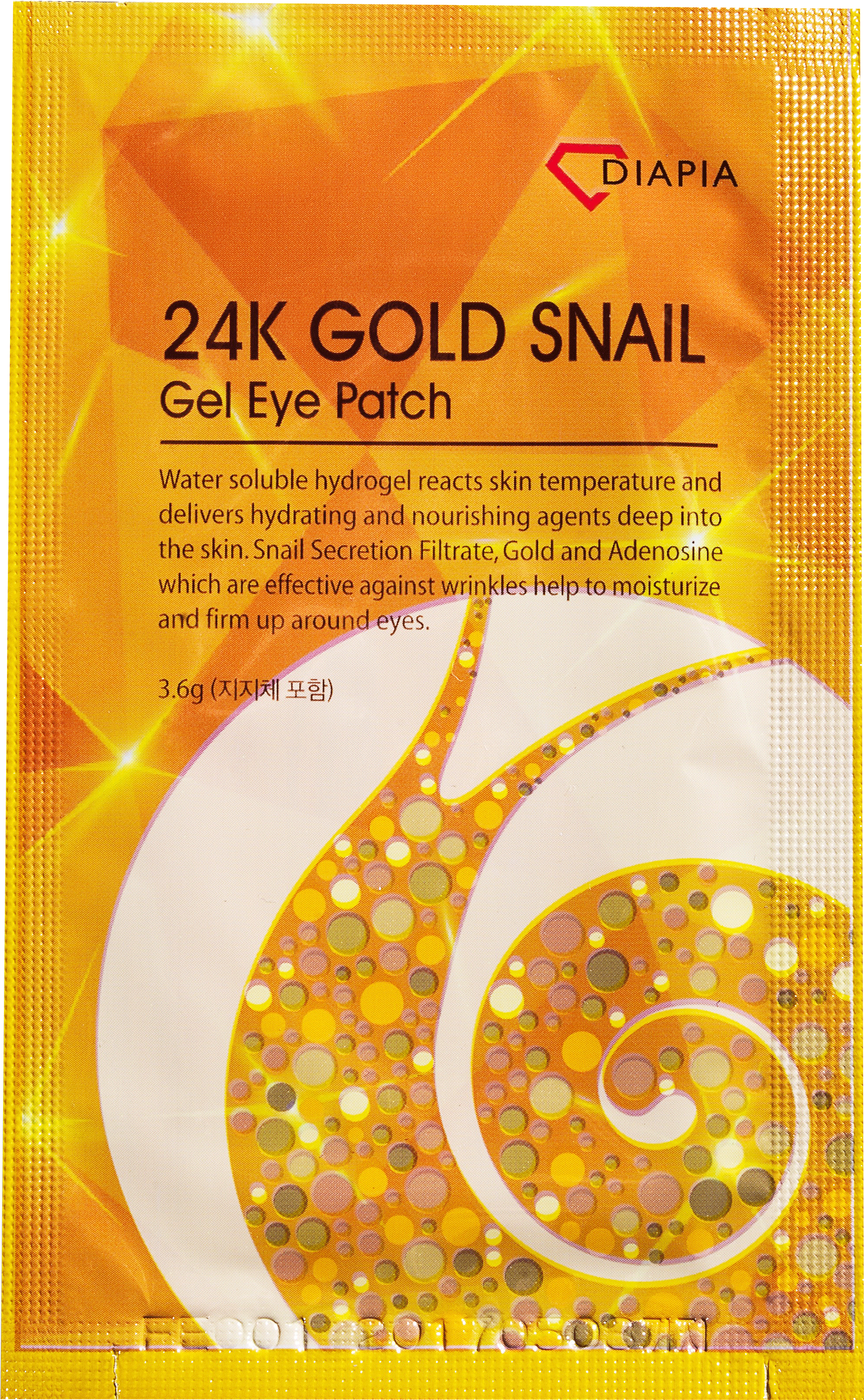 [diapia] 24k Gold Snail Firming Gel Eye Patch - Маска Для Кожи Вокруг Глаз Diapia 24k Gold Snail Gel (3698x4373), Png Download