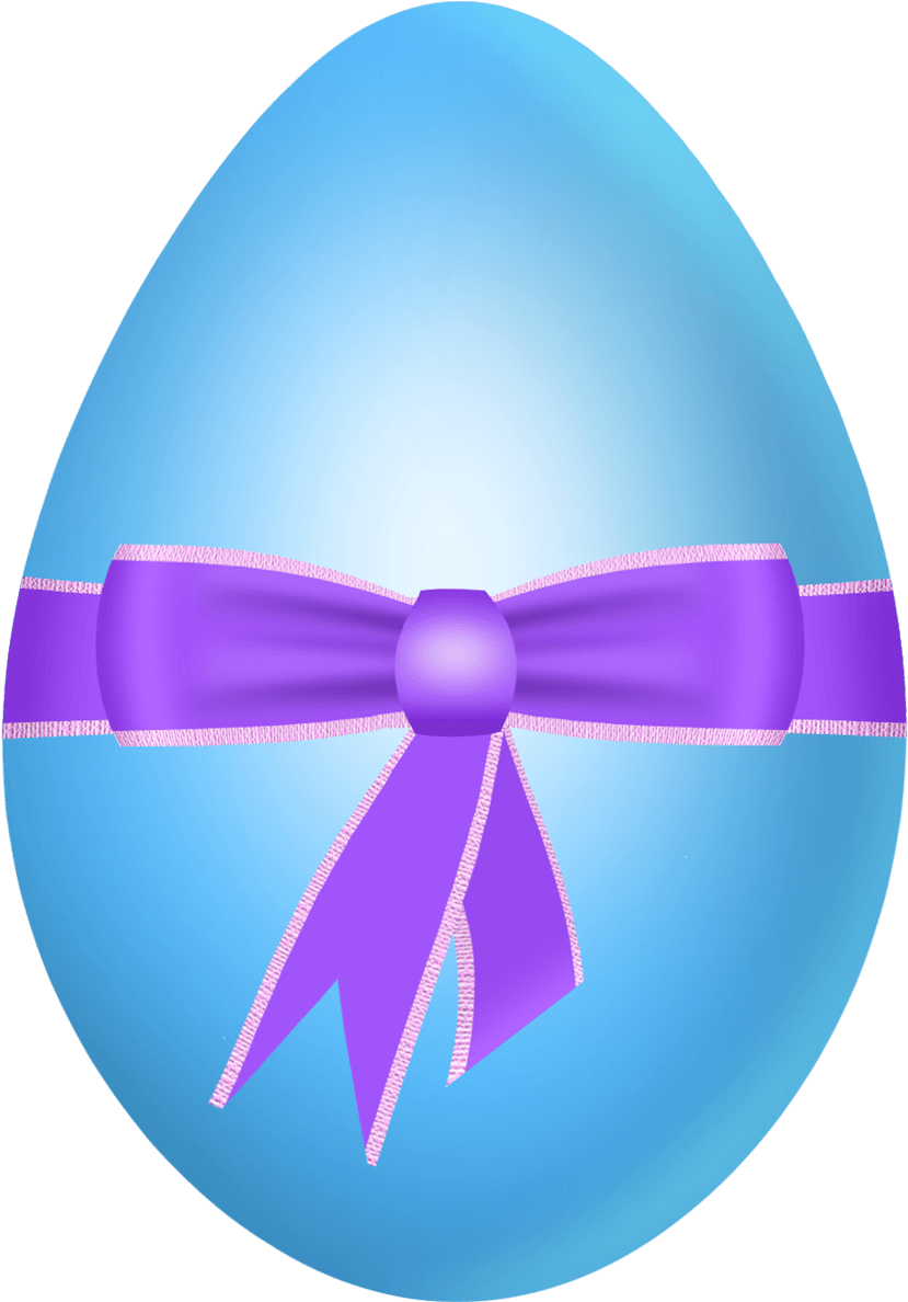 Easter Blue Egg With Purple Bow Png Clipart Picture - Blue And Purple Easter Egg (875x1245), Png Download