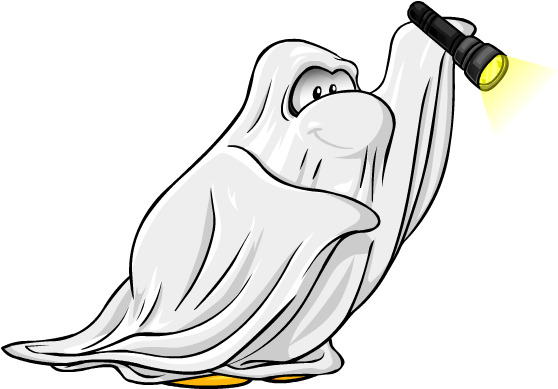 Club Penguin Celebrates Halloween With A Party - Club Penguin Island Ghost Costume (568x414), Png Download