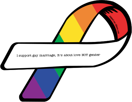 Rainbow Ribbon Gay Pride (455x350), Png Download