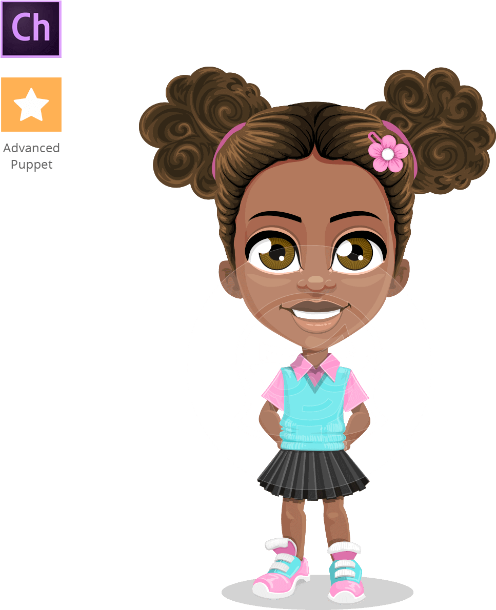 Anita The Playful Little Girl Puppet - Little Girl Png Cartoon (1238x1318), Png Download