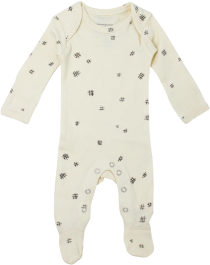 L'oved Baby, Baby Beige Crosshatch Sleeper - Polka Dot (600x558), Png Download