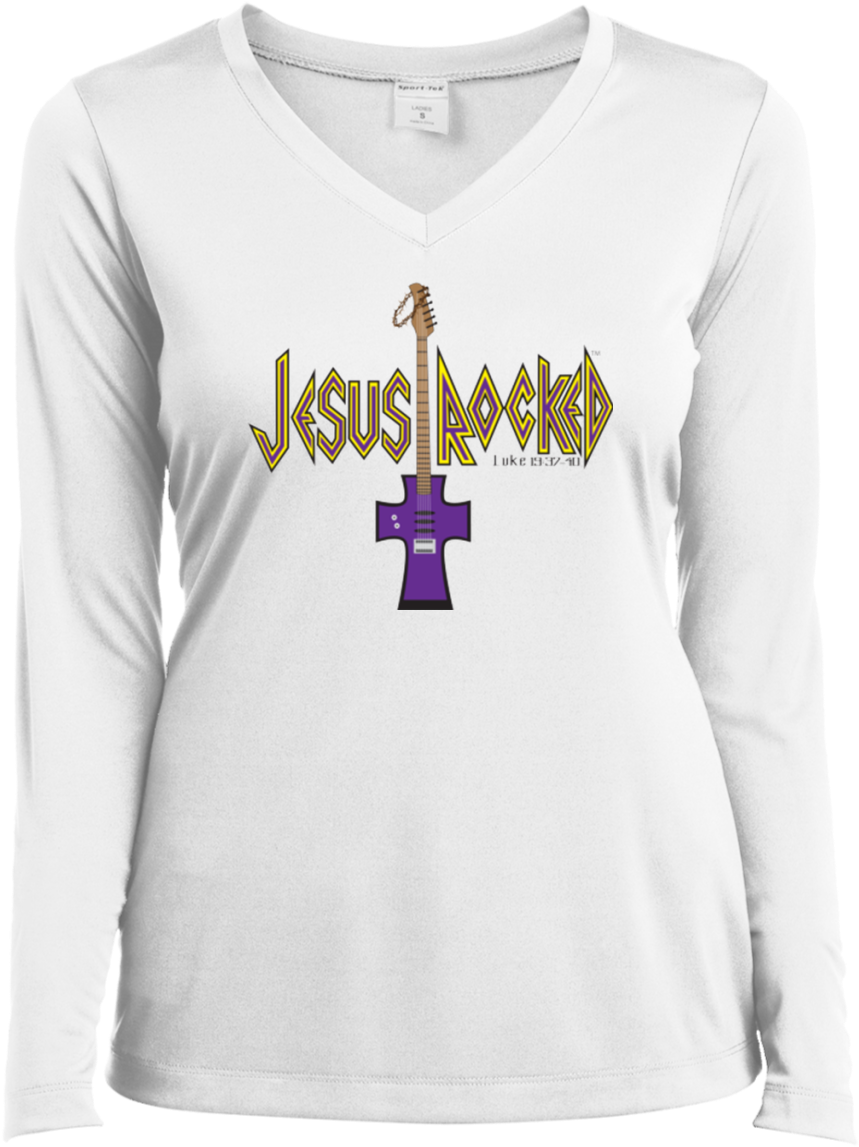 Jesus Rocked Gals Long Sleeve Performance V Neck - T-shirt (1155x1155), Png Download