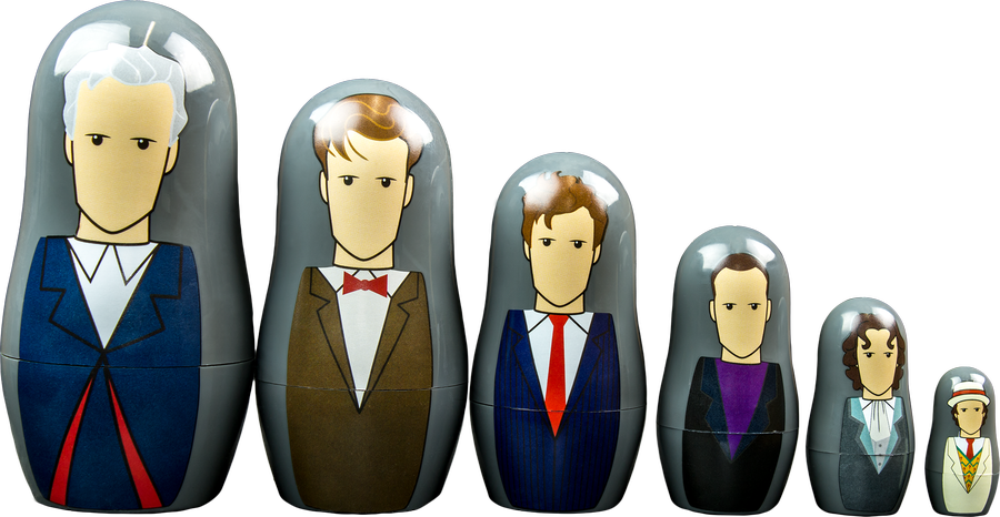 Seventh-twelfth Doctor Nesting Doll Set - Doctor Who Russian Dolls (900x466), Png Download