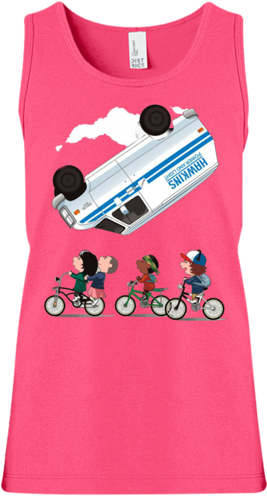 Stranger Things Accident Cartoon Girls' Tank Top T-shirts - Illustration (1024x1024), Png Download
