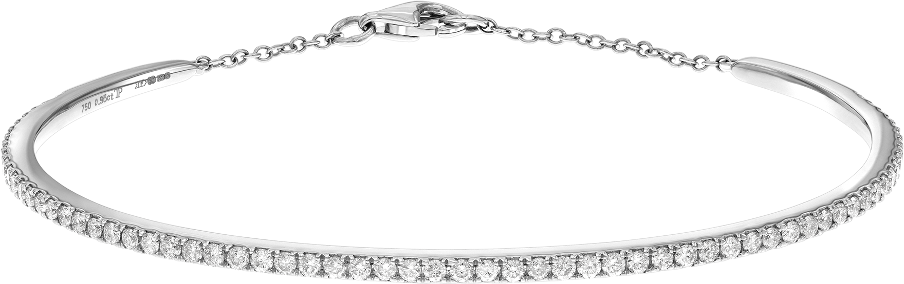 18ct White Gold Bangle With - Chain (2000x2000), Png Download