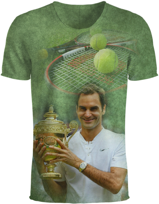 Federer Tennis 3d T-shirt - Active Shirt (760x759), Png Download
