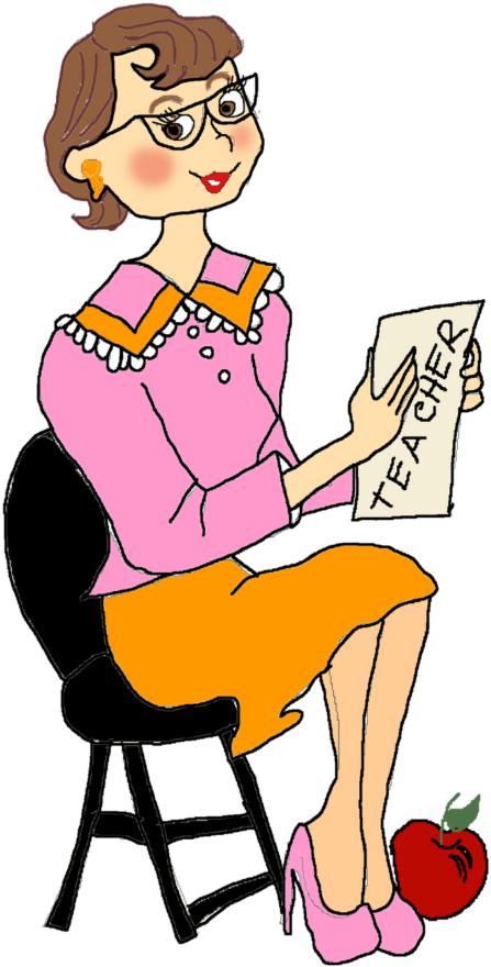 Teacher And Student Relationship Clipart 5 Of - Teacher Sitting On A Chair (447x880), Png Download