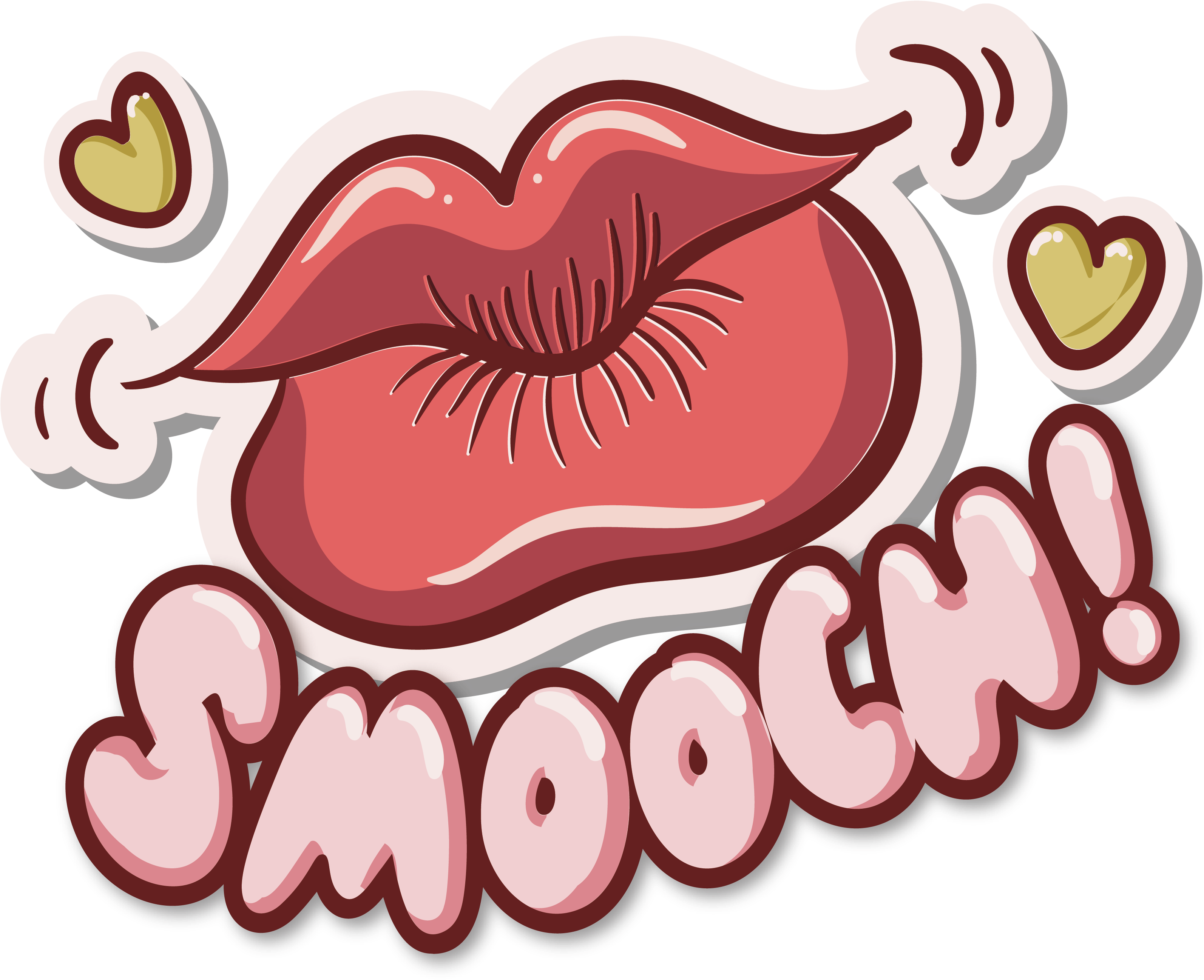 Eyelashes Clipart Lip - Big Red Lip Kiss (3202x2612), Png Download