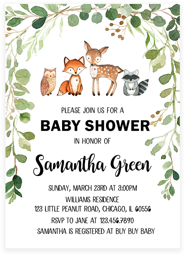 Baby Shower Invitation Printable - Woodlands Baby Shower Invites (819x1024), Png Download