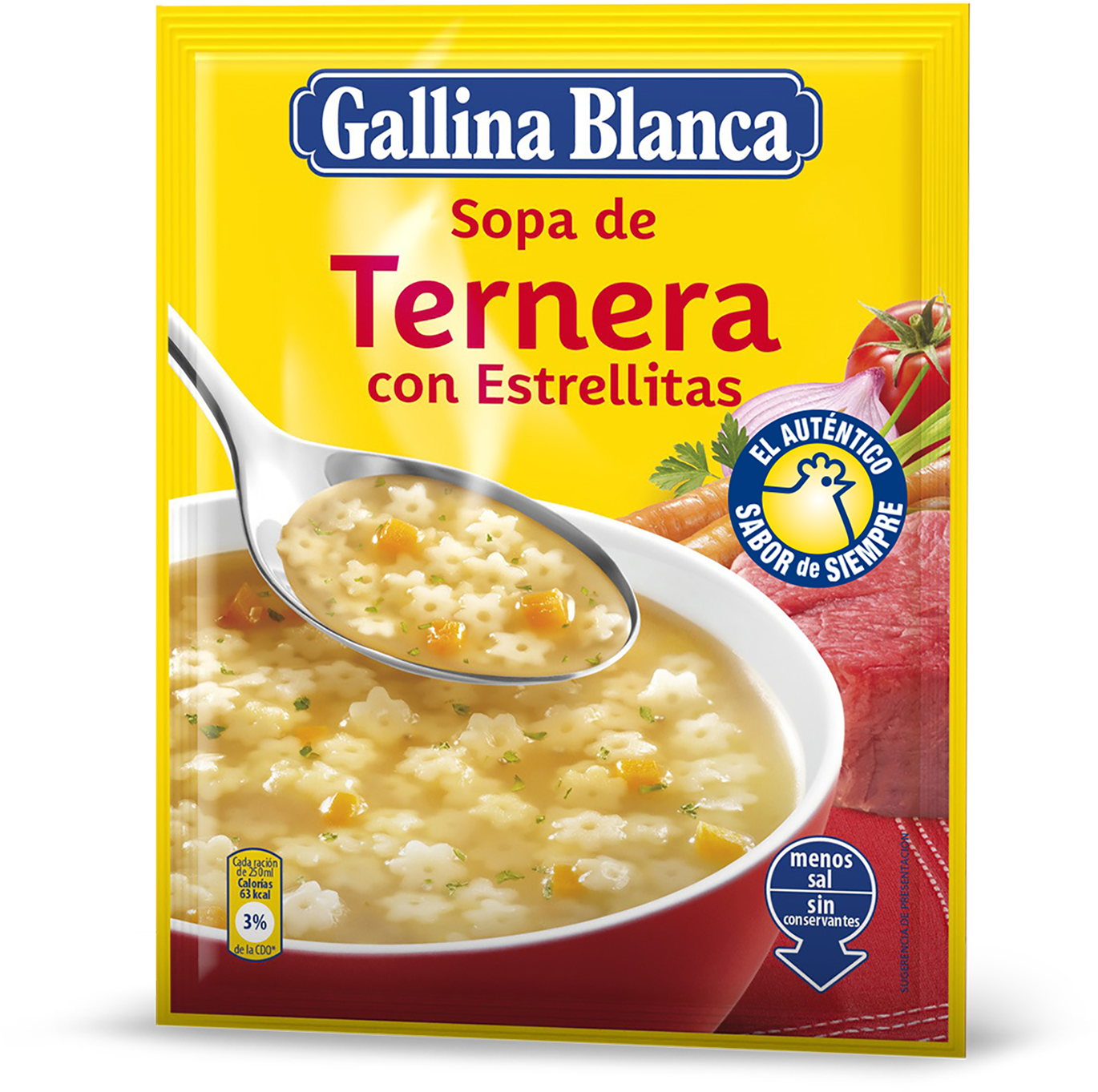 Sopa De Ternera Con Estrellitas - Crema De Champiñones Gallina Blanca (1969x1506), Png Download