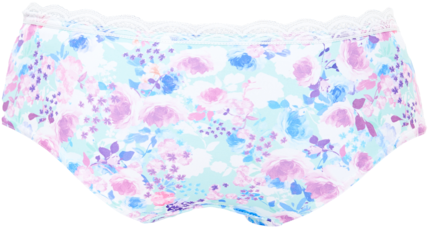 Floral Skye- Boy Shorts With Lace Trim - Underpants (600x600), Png Download