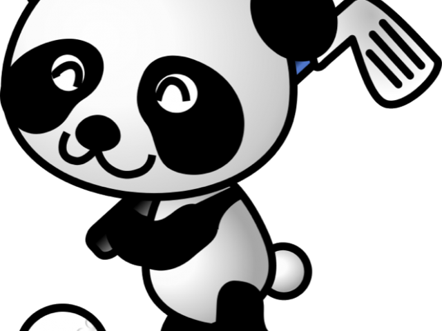 Golf Clipart Silhouette - Panda With A Santa Hat Drawing (640x480), Png Download