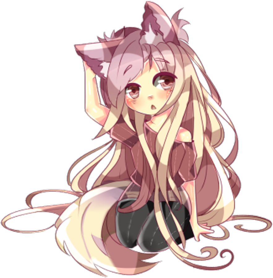 #wolf #werewolf #nejic#anime #aninegirl #kawaii #cute - Kawaii Cute Anime Wolf (1024x1014), Png Download