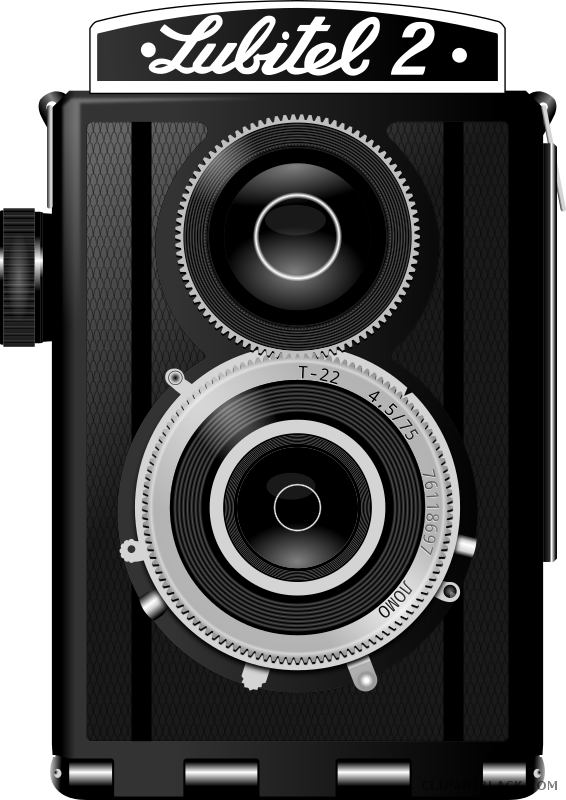 Camera Tools Free Black White Clipart Images Clipartblack - Vintage Camera Lens Vector (566x800), Png Download
