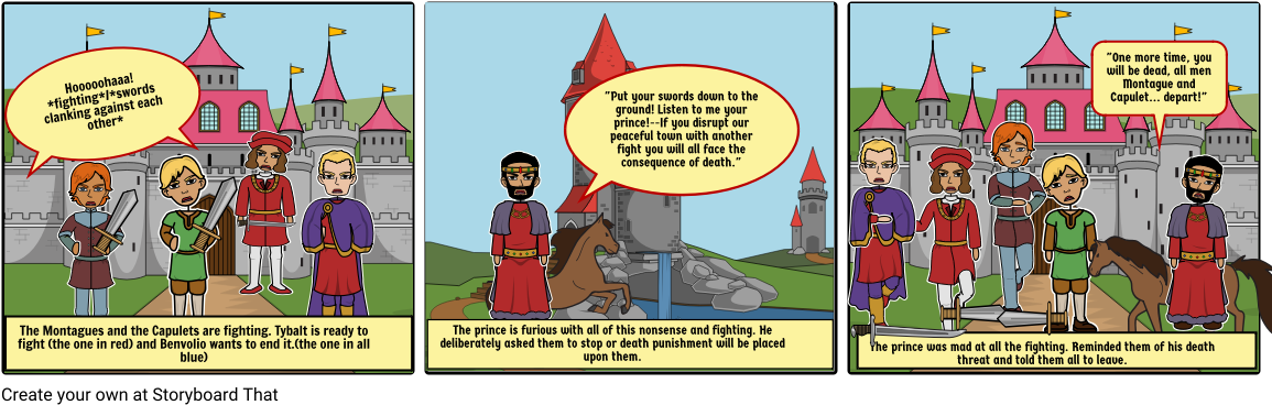 Montague And Capulet Fight Scene Act 1 (1164x385), Png Download