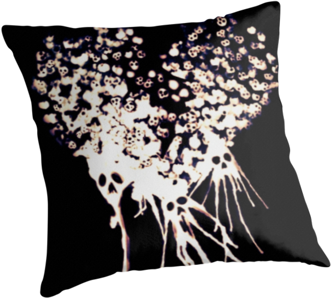 "goth Broken Heart Skulls" Throw Pillows Atlasartsn - Pillow (875x875), Png Download