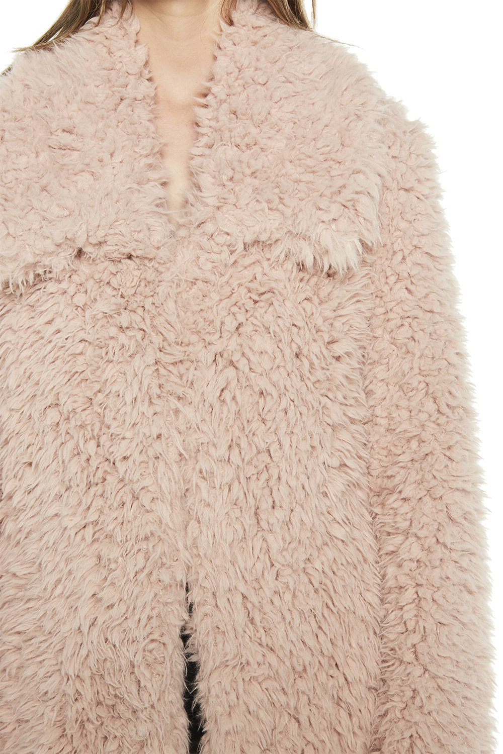 Faux Fur Coat In Colour Pale Mauve - Cardigan (1000x1500), Png Download