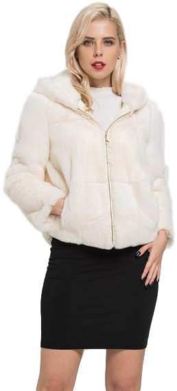 Rex Rabbit Fur Coat In Natural White - Pencil Skirt (600x600), Png Download