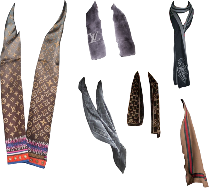 Lv And Gucci Scarves Collection (668x600), Png Download
