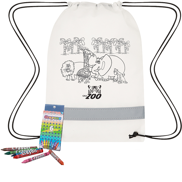 Lil' Bit Reflective Coloring Drawstring Bag & Crayons - Illustration (900x900), Png Download