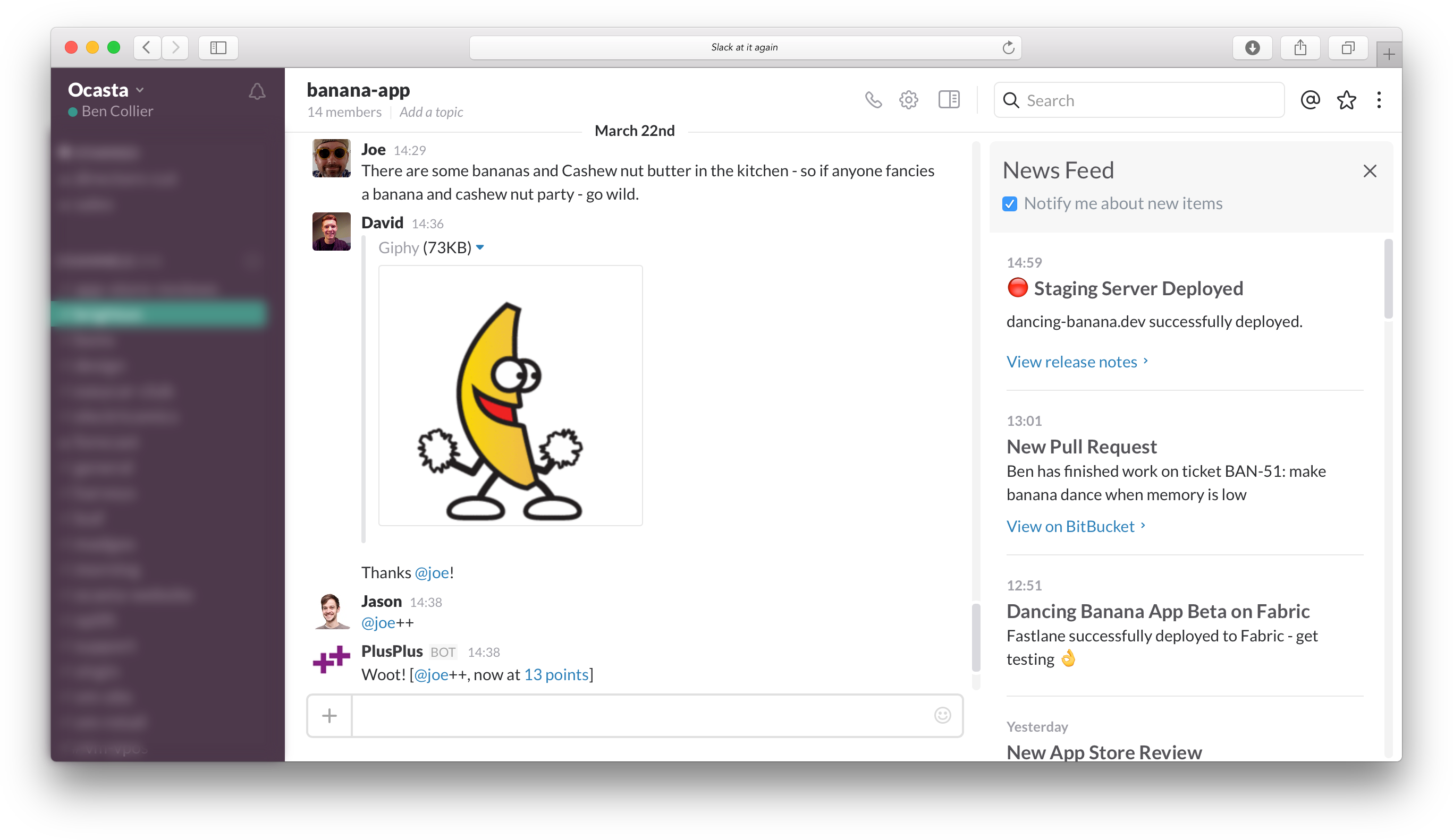 Slack News Feed Mockup - Peanut Butter Jelly Time (2734x1582), Png Download