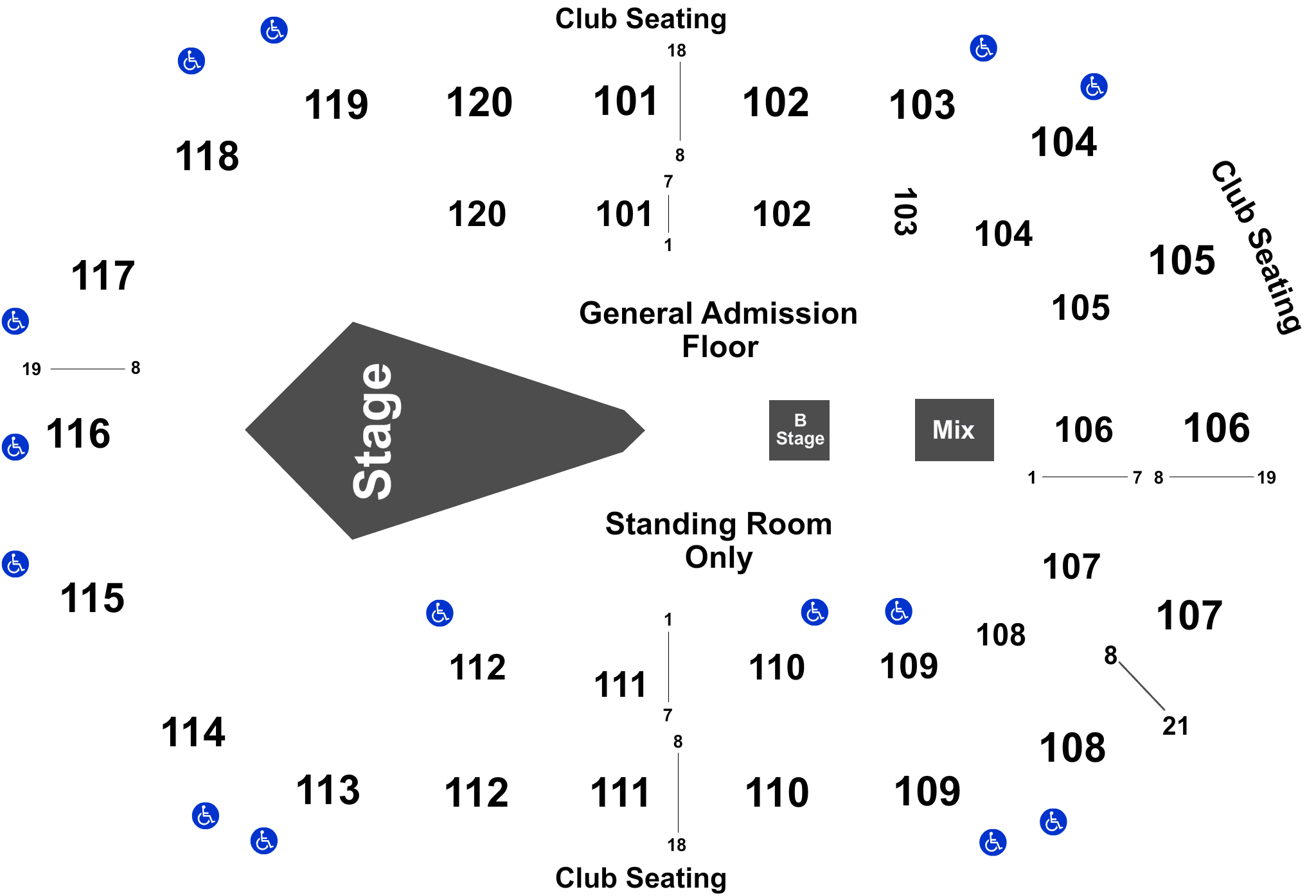 K Rock Centre Seating Chart (2100x1452), Png Download