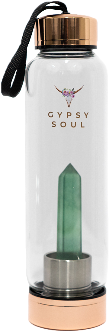 Gypsy Soul Aquamarine Crystal Glass Water Bottle - Water Bottle (1280x1280), Png Download