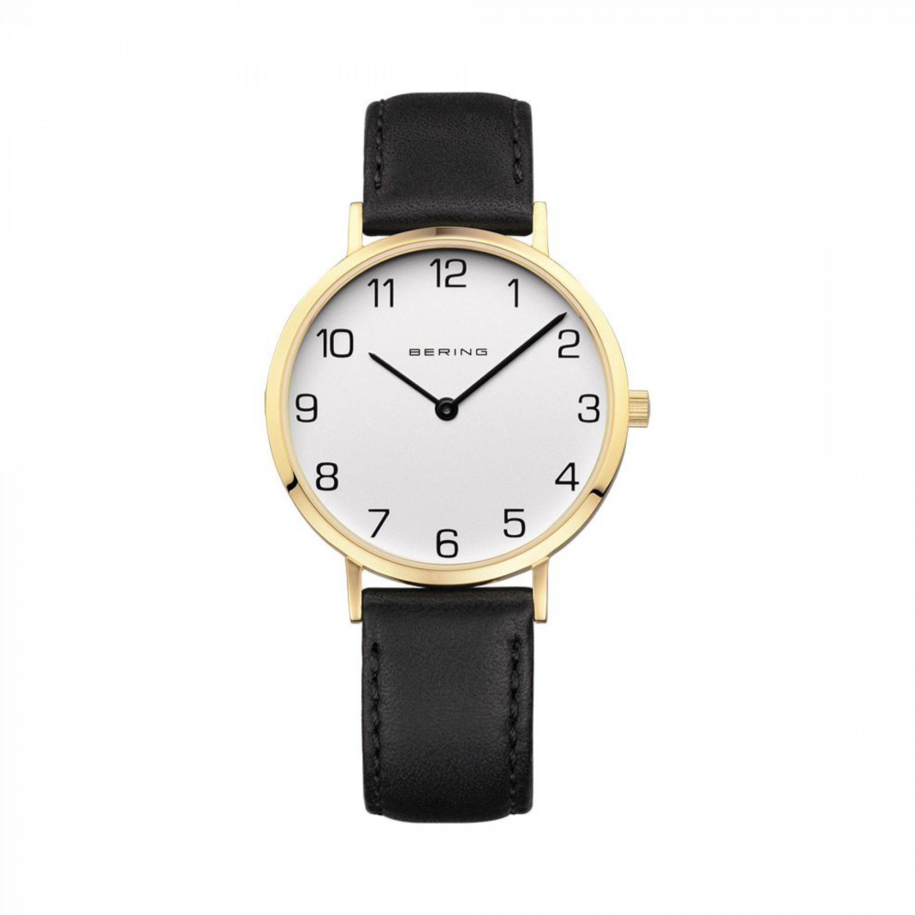 Bering - Black Leather Watch Ladies (1800x1800), Png Download