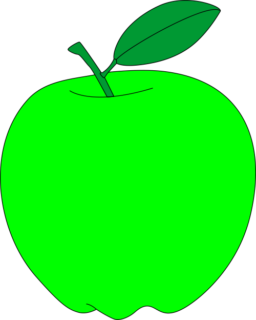 Green Apple With Green Leaf Free Vector Clipart - Clipart Apple Green (500x624), Png Download