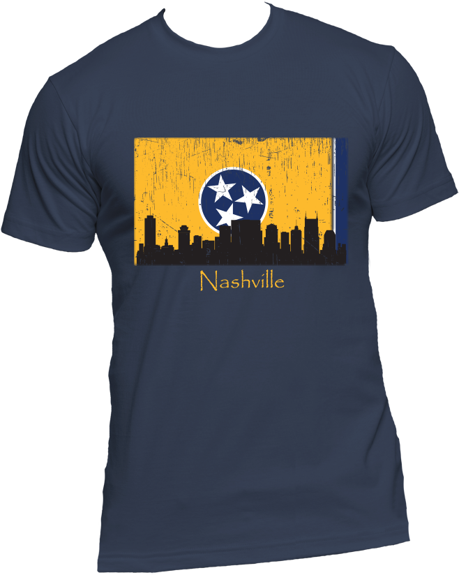 Nashville Skyline Yellow Men's Short Sleeve T-shirt - Flag Of Tennessee (1000x1000), Png Download