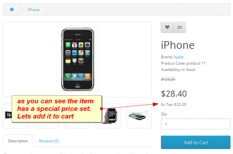 Disable Coupons For Special Price Products - Label Opencart Detail Product (800x800), Png Download