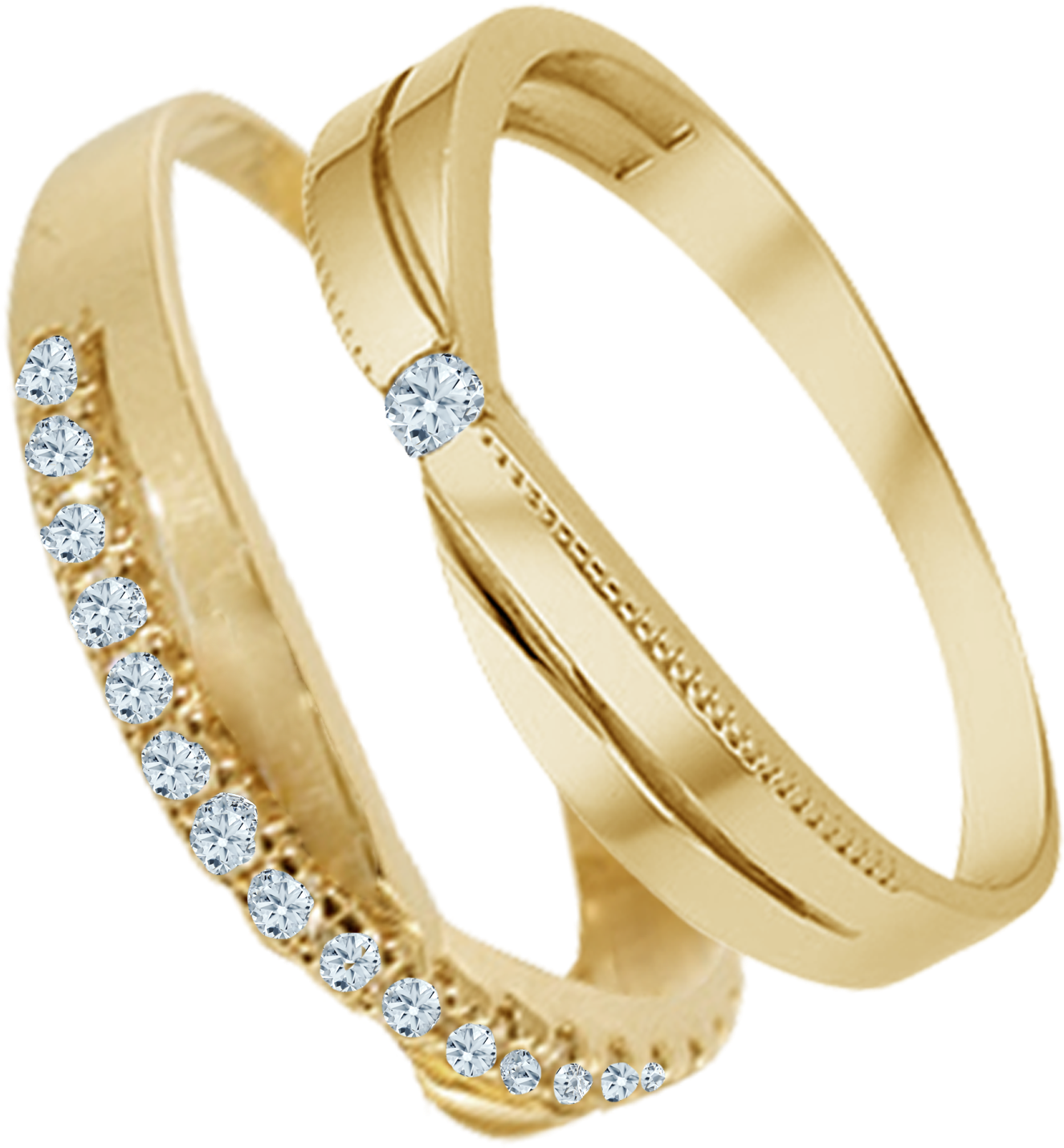 Cross Couple Bands - Body Jewelry (2274x1962), Png Download