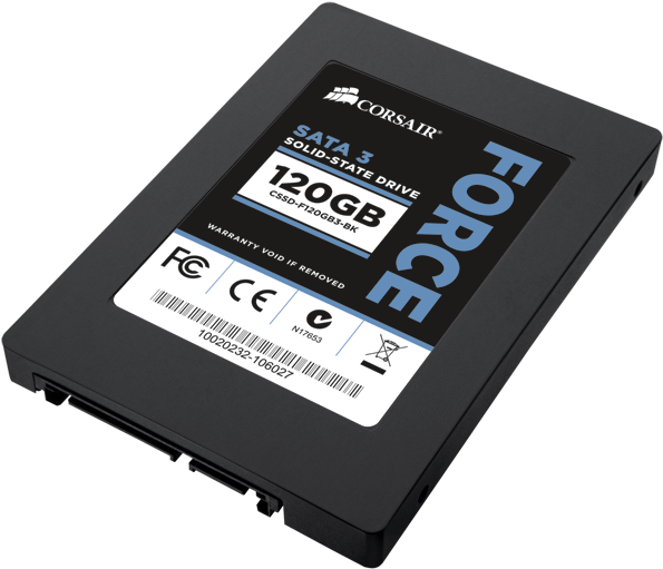 Corsair Force 3 120gb Solid State Drive Review - Corsair Force Ssd 120gb (600x526), Png Download