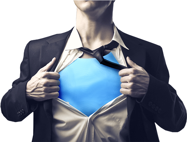 Office Worker Png - Business Man Showing Superhero Suit (836x480), Png Download