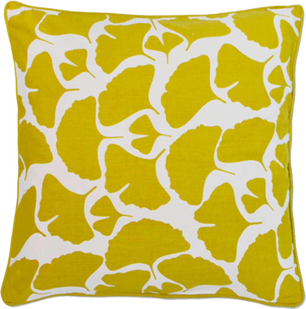 Yellow Gingko Leaf Pillow Cover Handmade In Bali - Cushion (1270x1196), Png Download