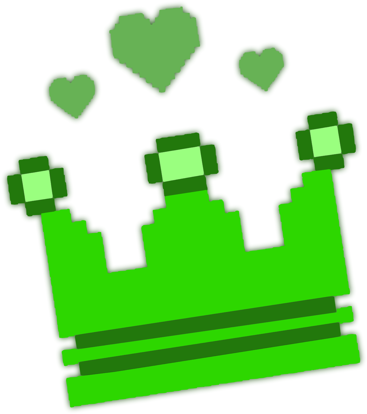 Crown Hat Green Pixel Princess Prince Queen King Snap - Heart (1228x1382), Png Download