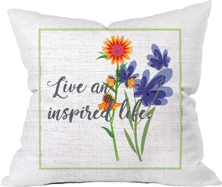Inspired Life Floral Pillow Cover - Cushion (800x800), Png Download