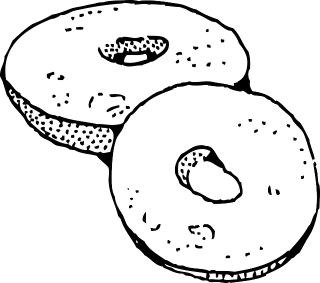 Png Freeuse Bagel Clipart Old Free On Dumielauxepices - Black And White Bagel Png (640x566), Png Download