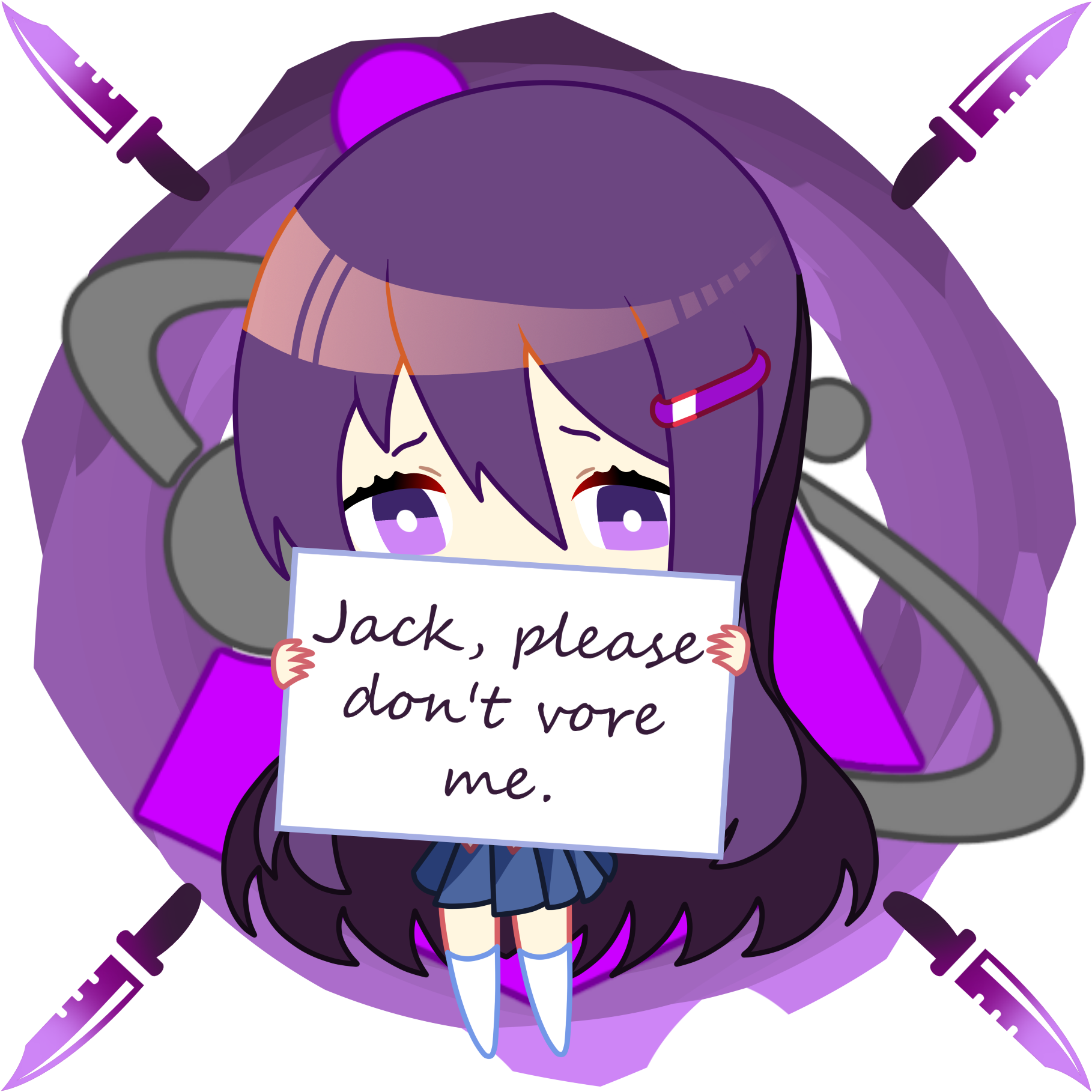 Oc Fanartbanner Yuri Chibi Complete The Time Is Near - Ddlc Yuri Chibi Scary (1844x1844), Png Download