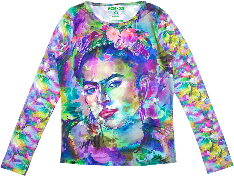 Frida Acuarela - Long-sleeved T-shirt (819x1024), Png Download