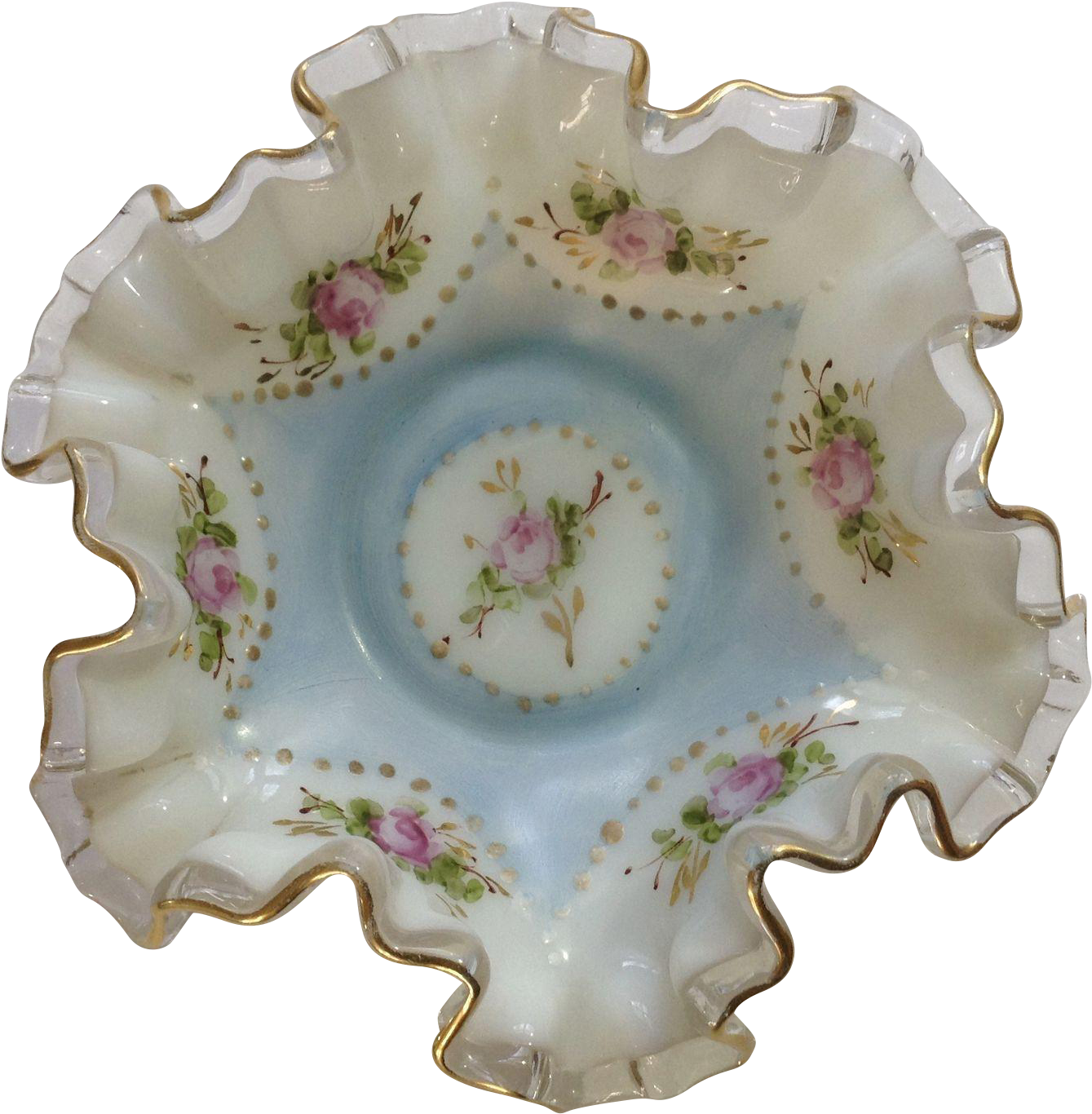 Vintage Charleton Ruffle Edge Milk Glass Dish Hand - Platter (1365x1365), Png Download