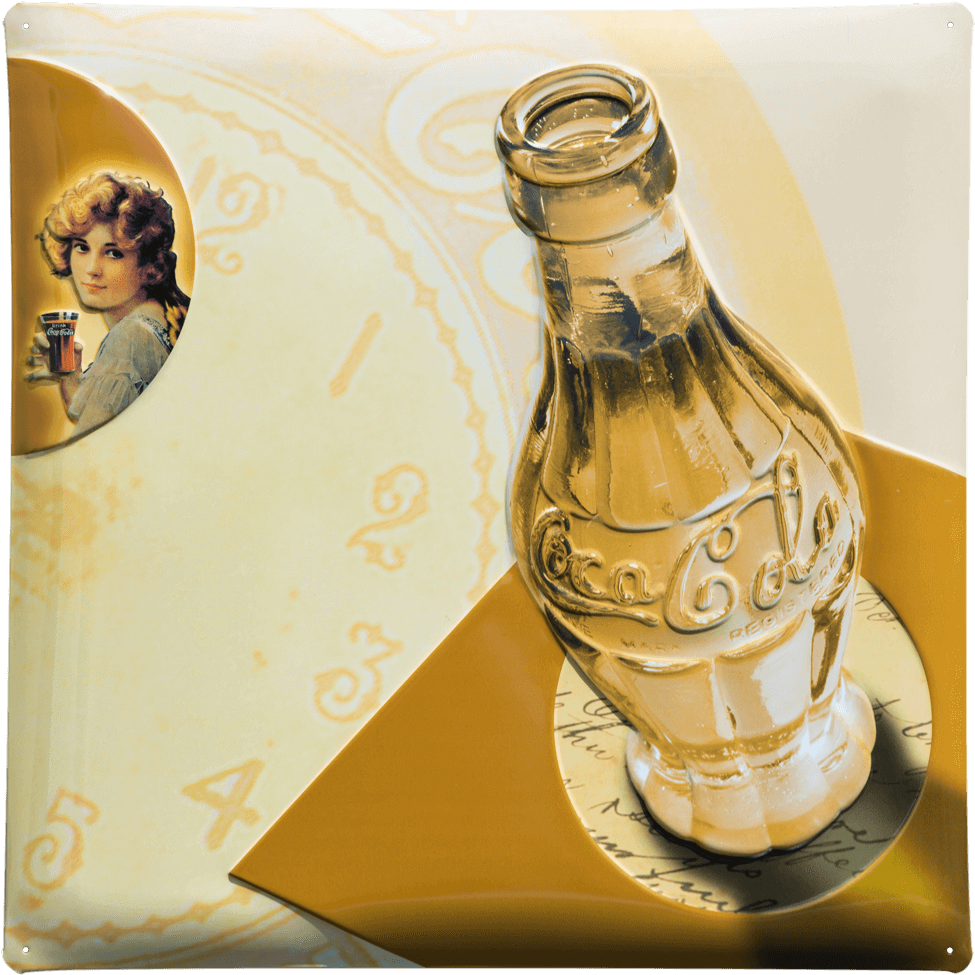 Series Of Three Vintage Tin Metal Signs For Coca Cola - Bottle (1080x1080), Png Download
