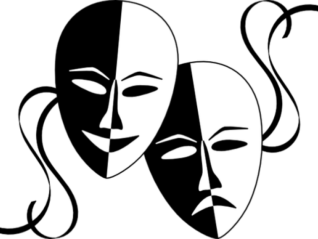 Mask Clipart Drama - Black And White Drama Mask (640x480), Png Download