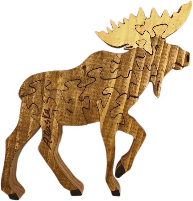 Moose Handcut Wood Puzzle - Donkey (626x650), Png Download