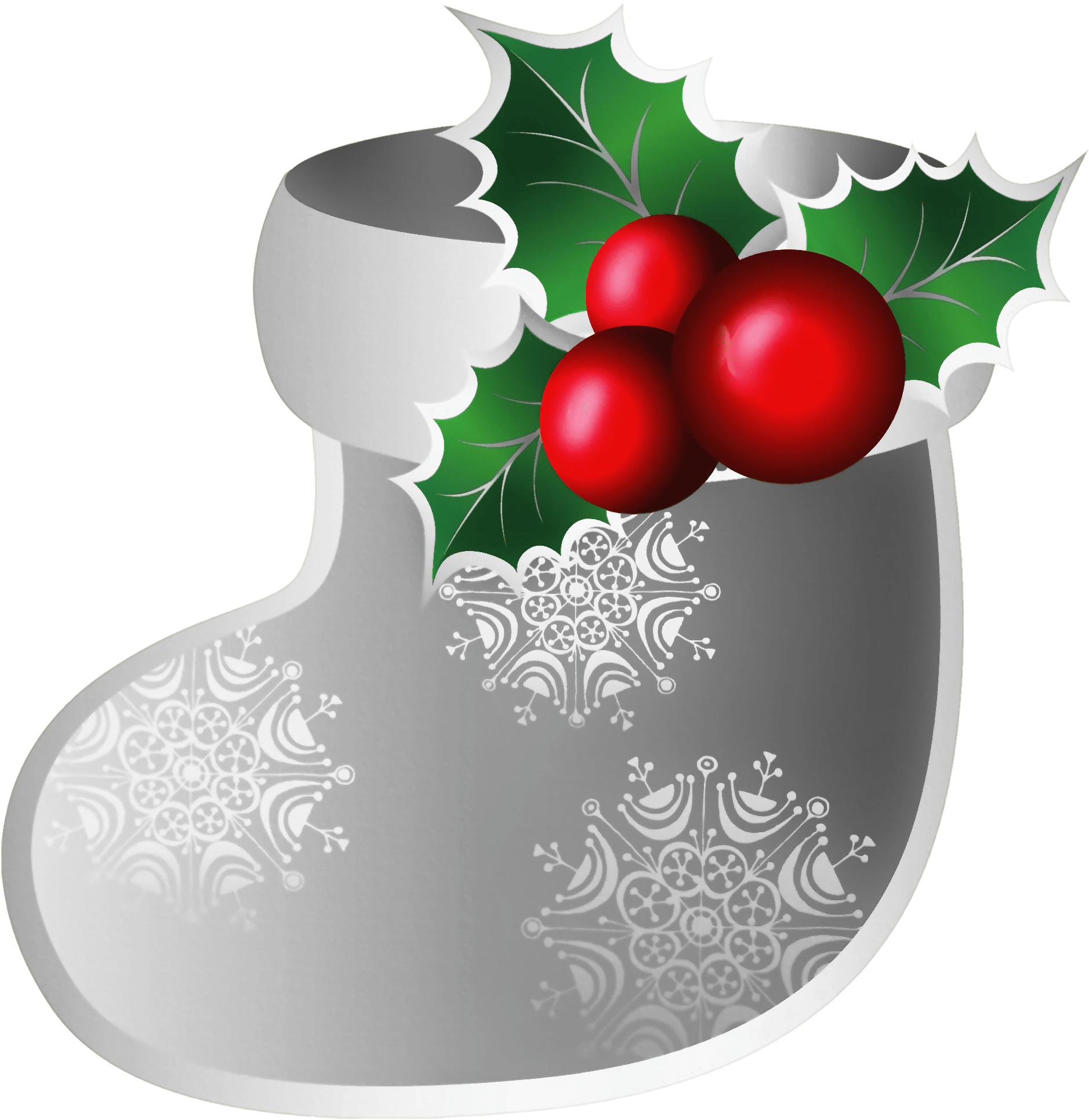 Silver Christmas Clip Art Png - Silver Christmas Stocking Clipart (2000x2057), Png Download